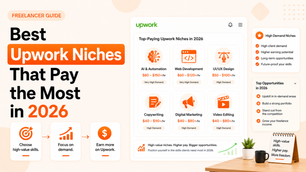 Best Upwork niches that pay the most in 2026, including AI, web development, UI UX design, copywriting, and digital marketing