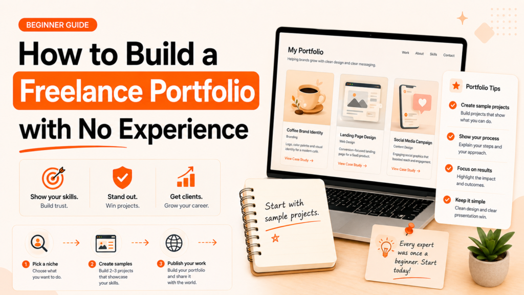 How to build a freelance portfolio with no experience using sample projects and simple case studies