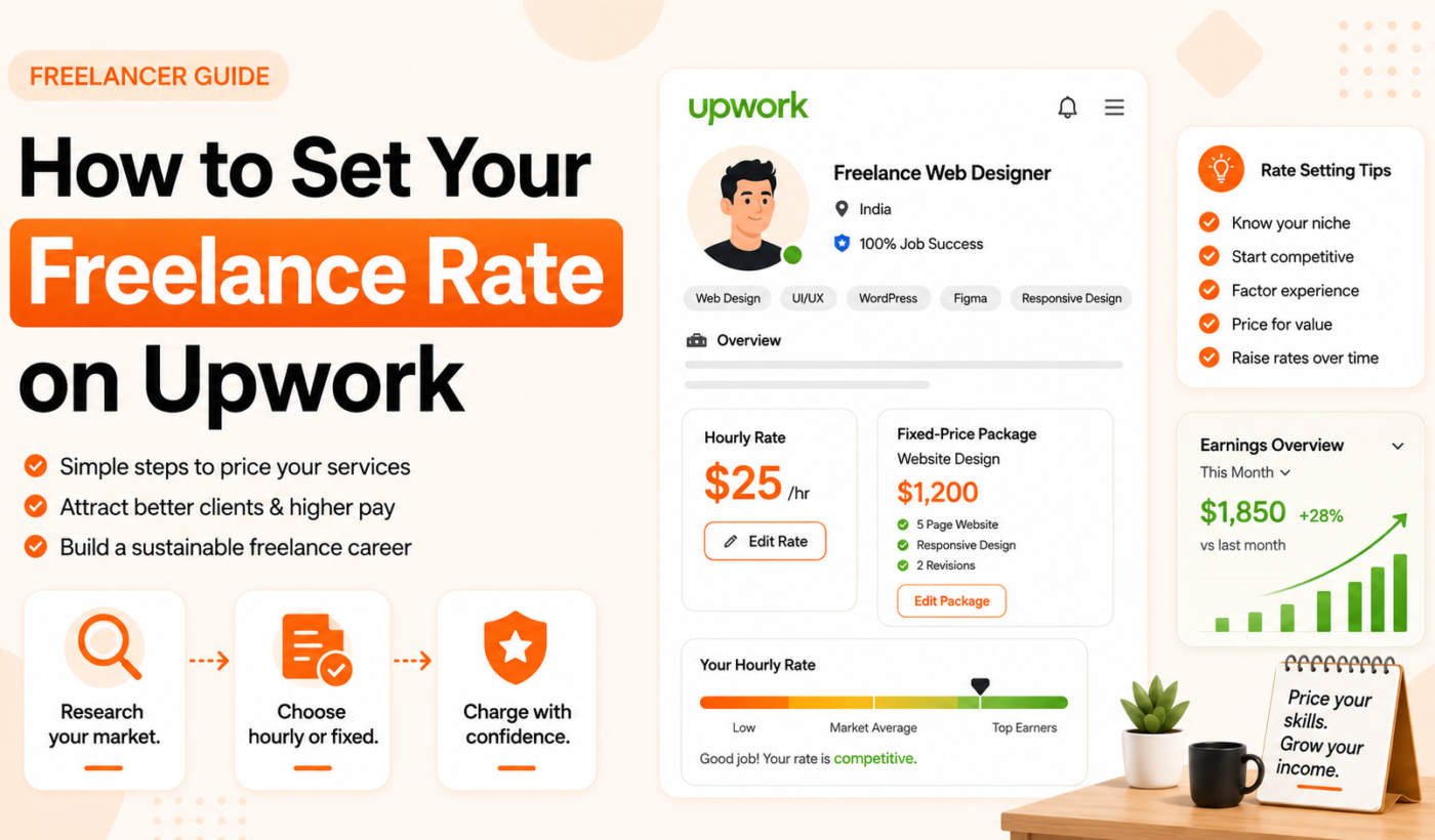 How to set your freelance rate on Upwork using market research, pricing strategy, and value-based rates
