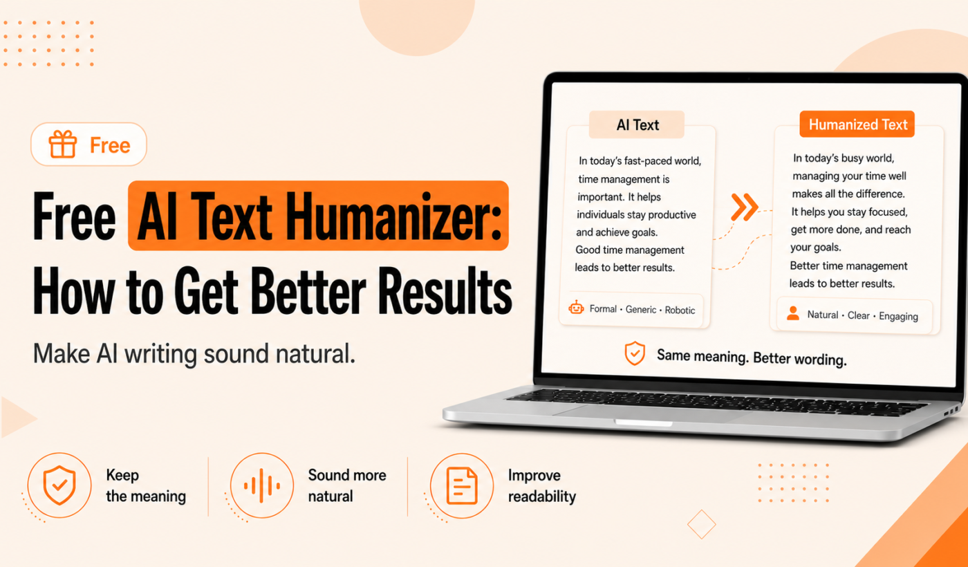 Free AI text humanizer showing how to make AI writing sound natural while keeping the original meaning
