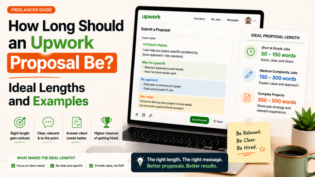 How long an Upwork proposal should be with ideal word counts for short, medium, and complex projects