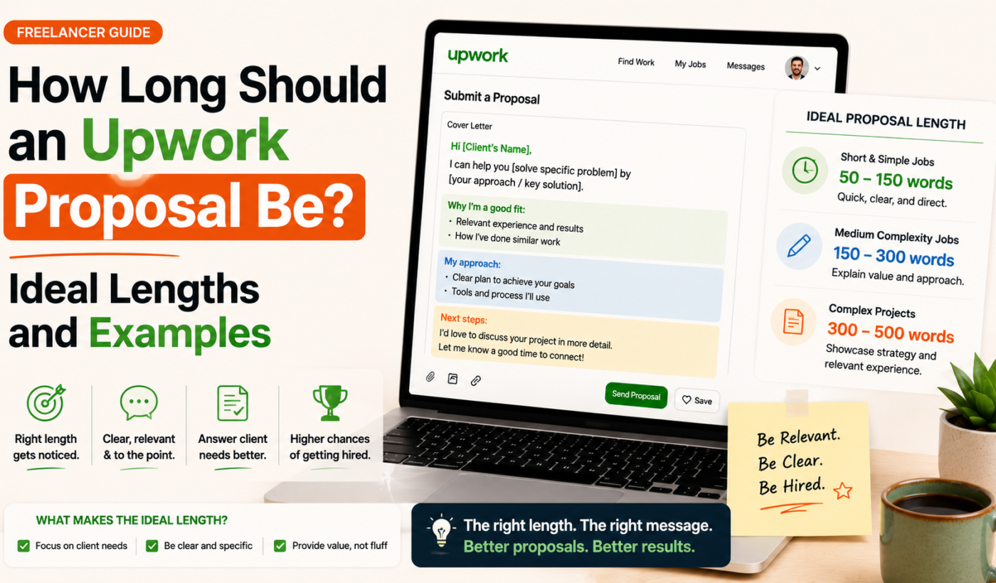 How long an Upwork proposal should be with ideal word counts for short, medium, and complex projects