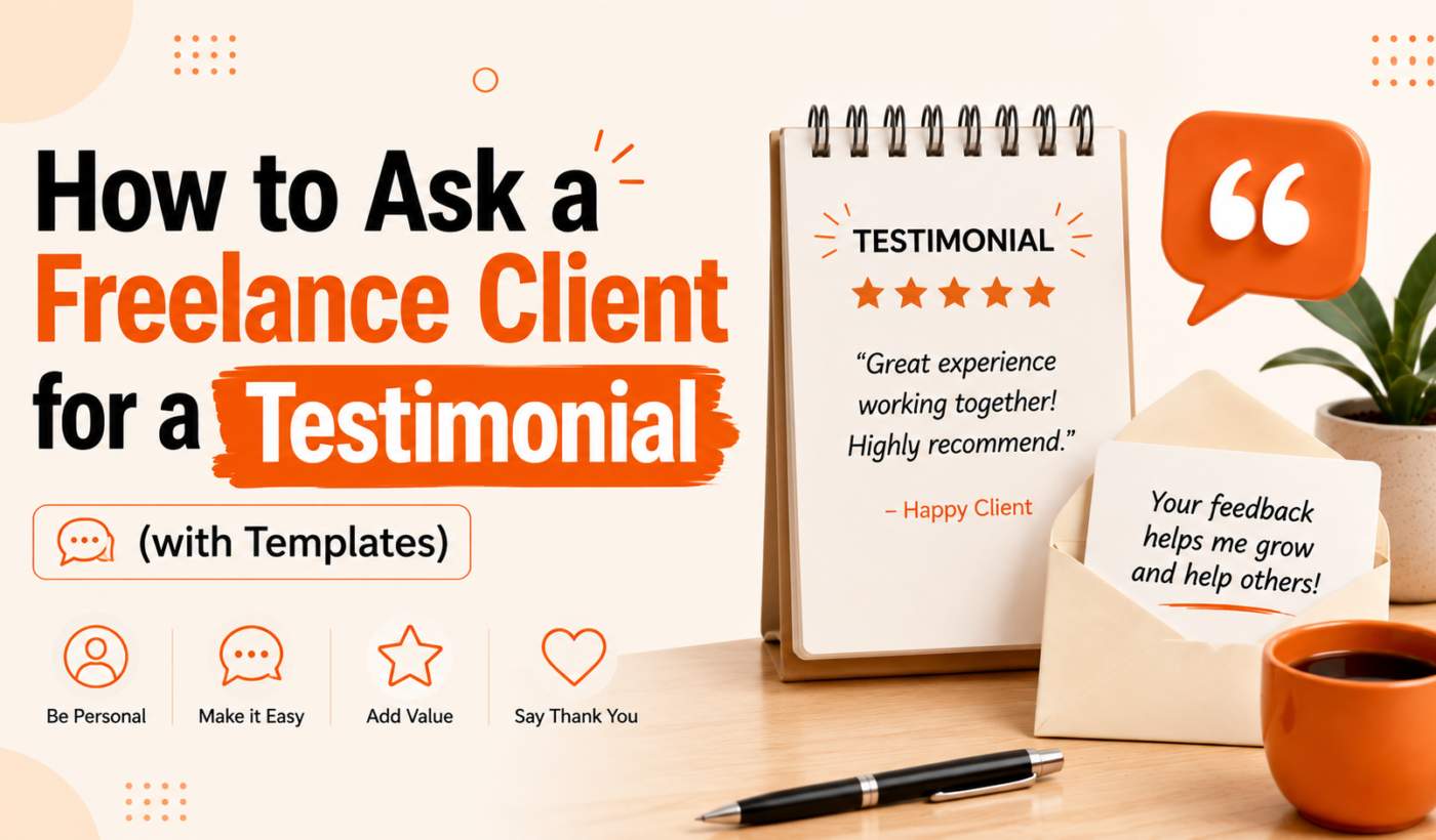 How to ask a freelance client for a testimonial using a polite message and ready-to-use templates