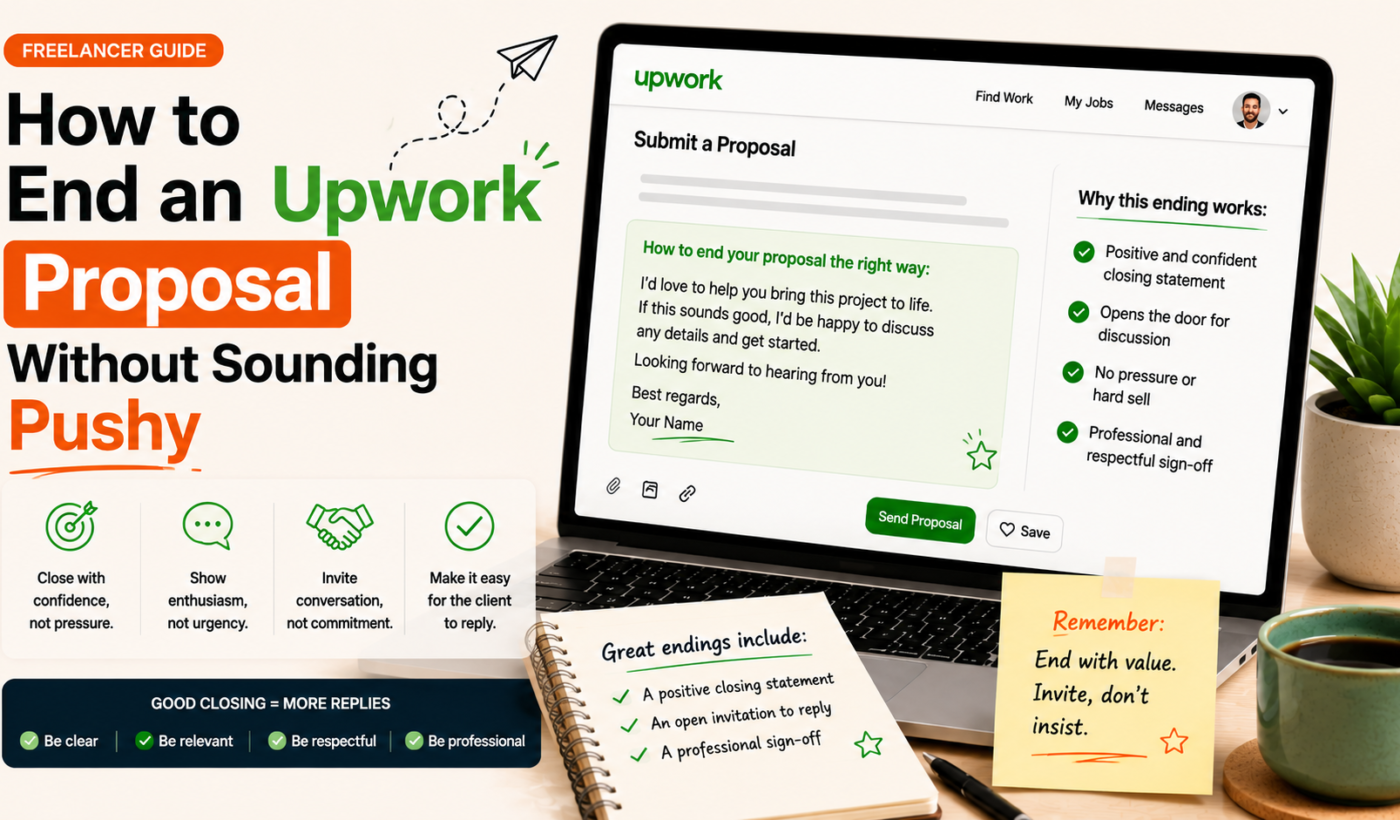 How to end an Upwork proposal without sounding pushy by using a respectful and confident closing