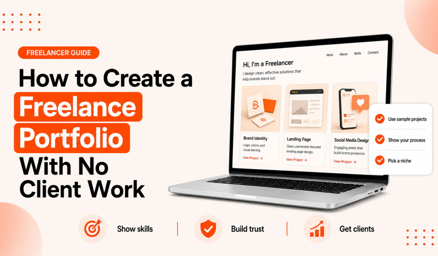 How to create a freelance portfolio with no client work using sample projects to show skills and attract clients