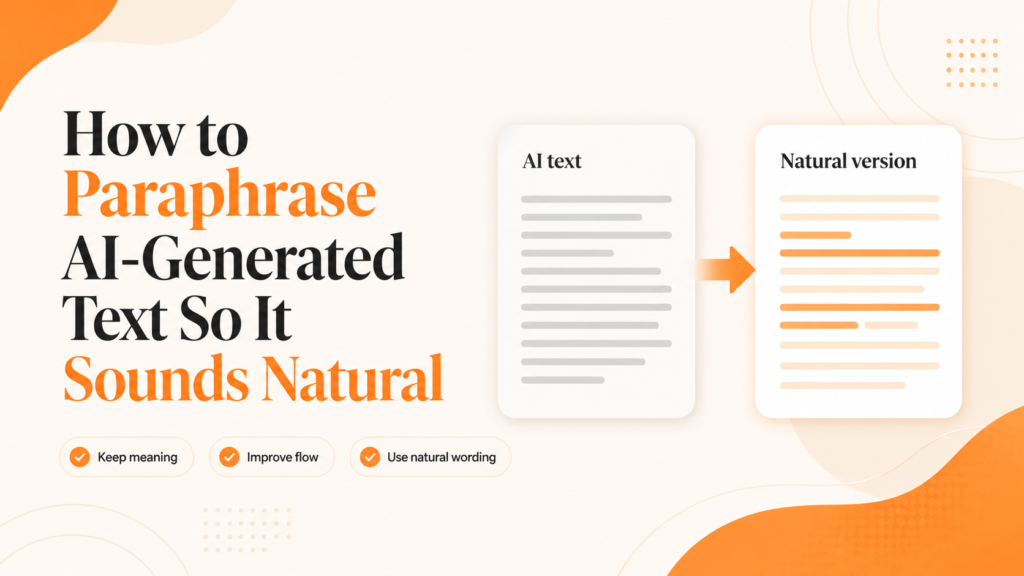 How to paraphrase AI-generated text so it sounds natural with AI text and natural version comparison