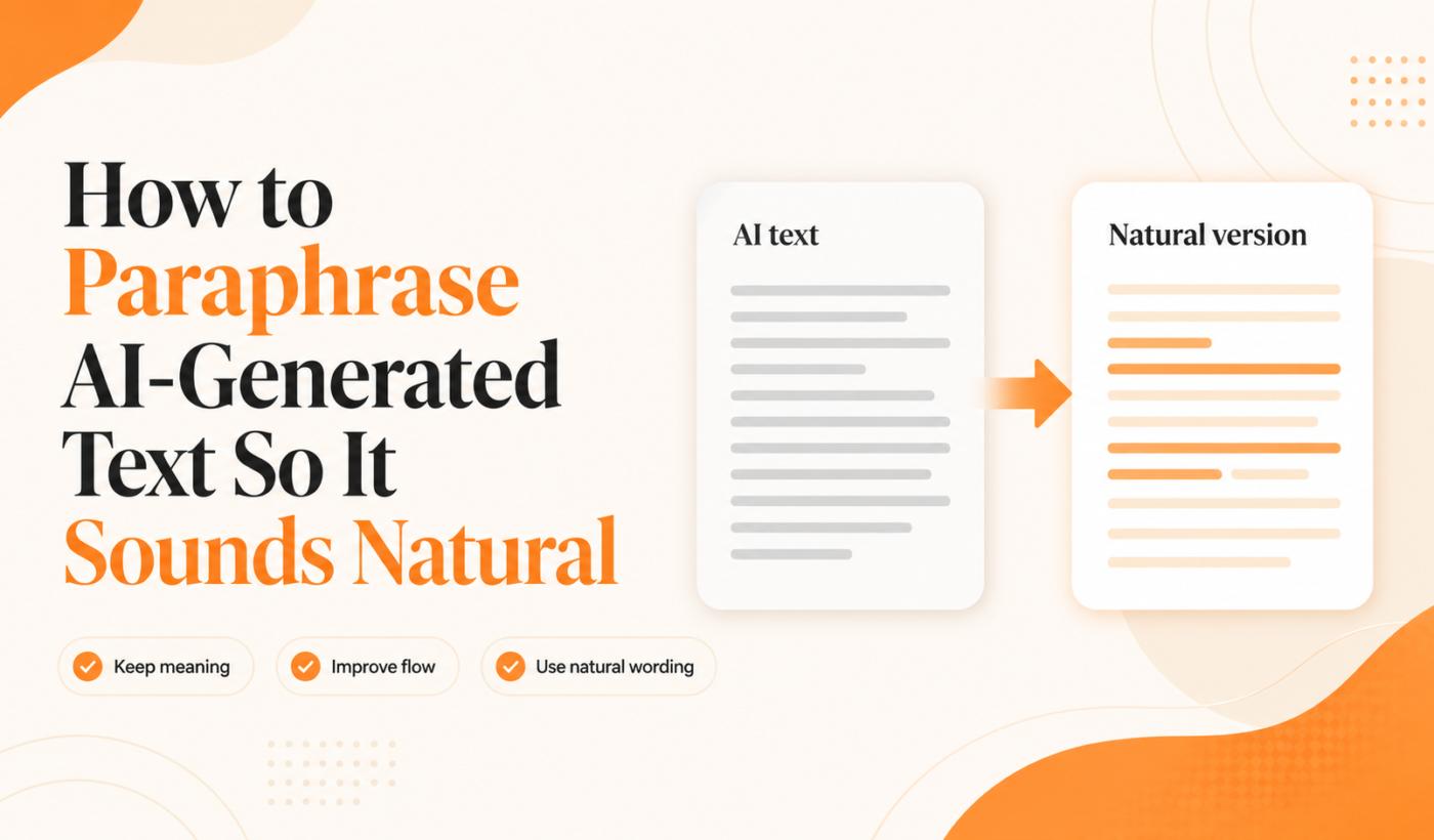 How to paraphrase AI-generated text so it sounds natural with AI text and natural version comparison
